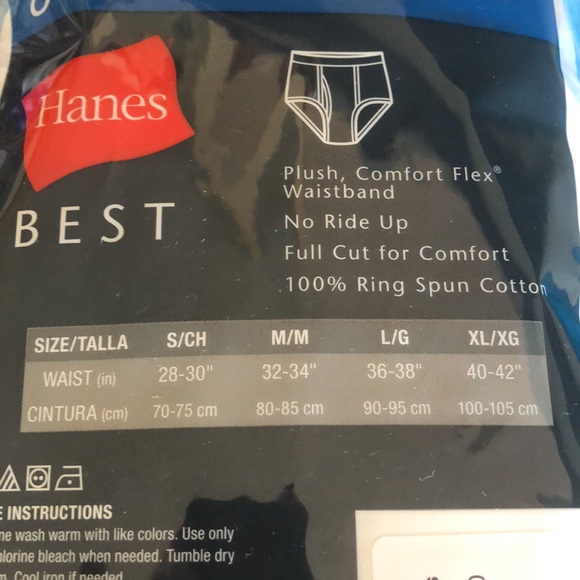 8 Pk Hanes TAGLESS Brief, comfort Flex Waistband, No Ride Up. - Picture 3 of 7